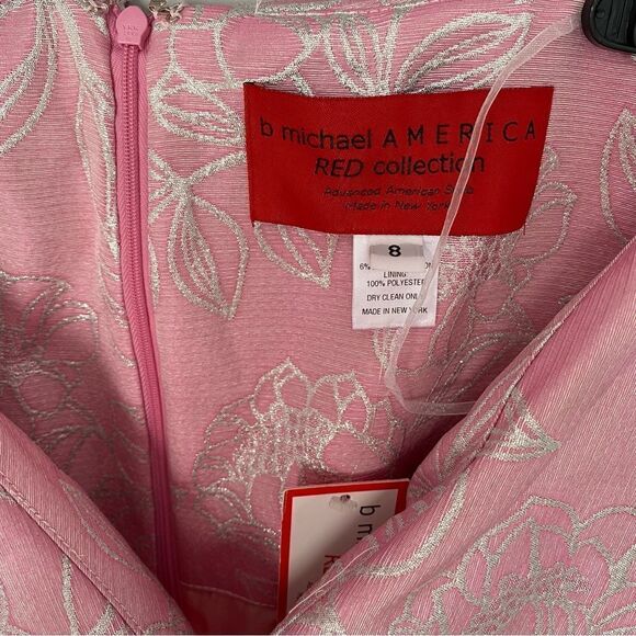 B Michael America Red Collection Women’s Folded Open Shoulder Midi Pink Dress 8 - Picture 3 of 3